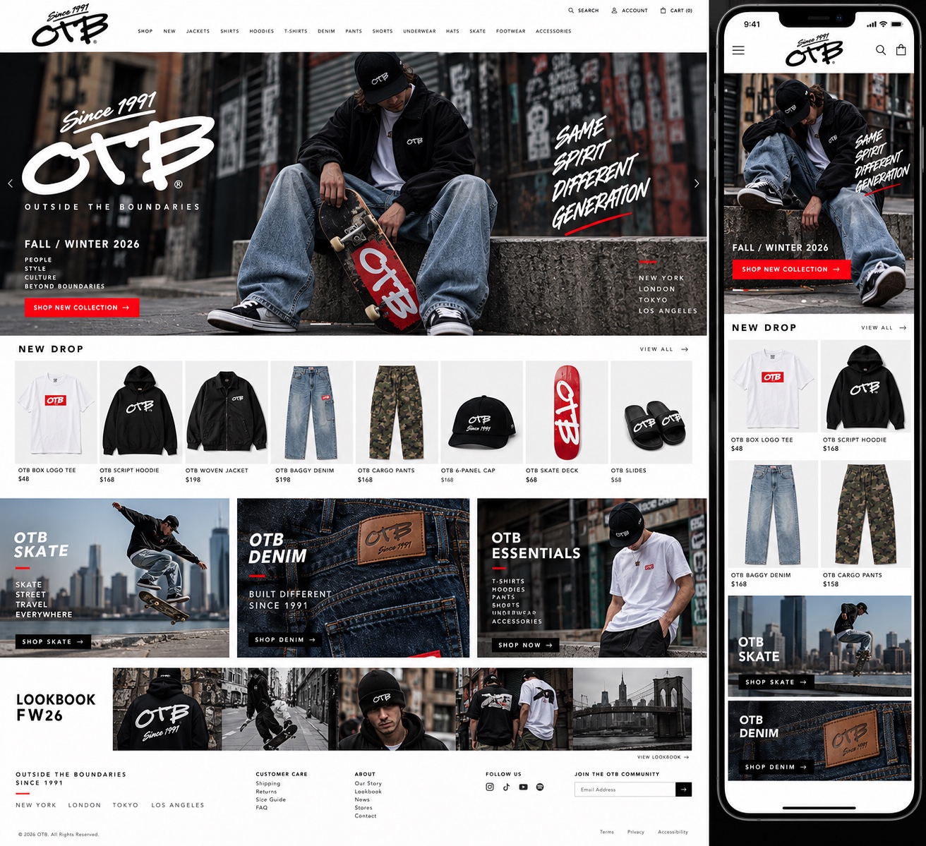 OTB digital store direction on desktop and mobile